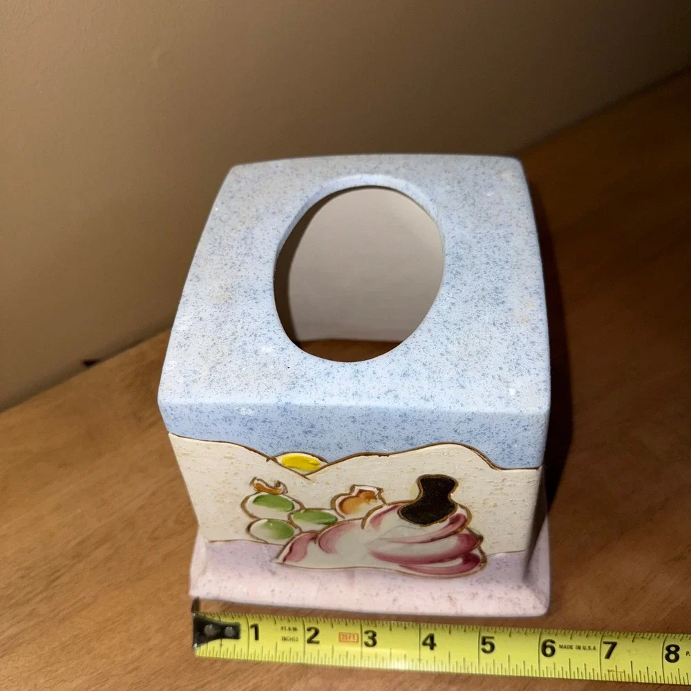 Nighoni Original Southwestern Ceramic Tissue Box Cover Desert Landscape Blue